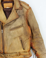 Vintage 1980s The Leather Ranch Distressed Rust Style Laced Classic Biker Jacket - XL