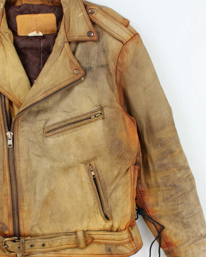 Vintage 1980s The Leather Ranch Distressed Rust Style Laced Classic Biker Jacket - XL