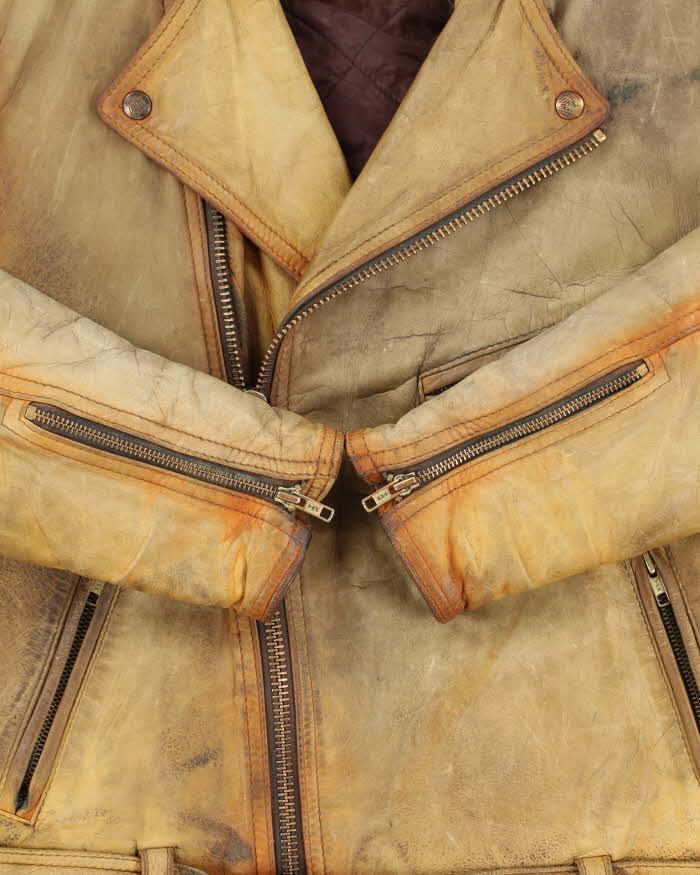 Vintage 1980s The Leather Ranch Distressed Rust Style Laced Classic Biker Jacket - XL