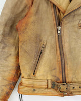 Vintage 1980s The Leather Ranch Distressed Rust Style Laced Classic Biker Jacket - XL