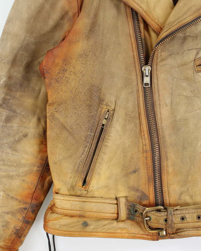 Vintage 1980s The Leather Ranch Distressed Rust Style Laced Classic Biker Jacket - XL