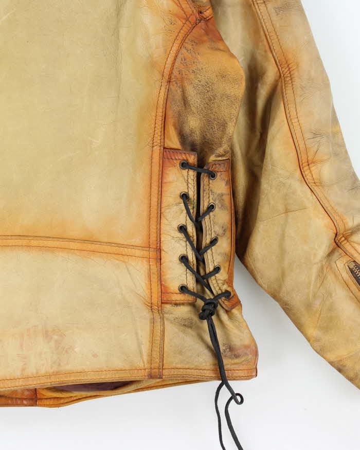 Vintage 1980s The Leather Ranch Distressed Rust Style Laced Classic Biker Jacket - XL
