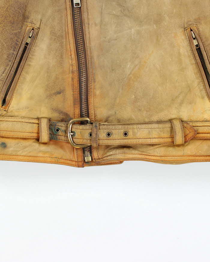 Vintage 1980s The Leather Ranch Distressed Rust Style Laced Classic Biker Jacket - XL