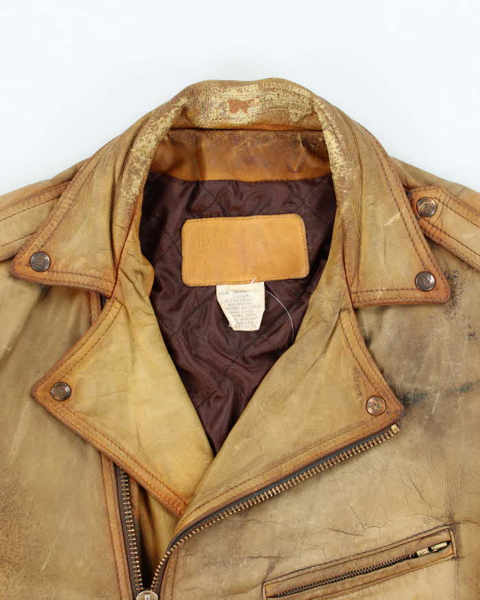 Vintage 1980s The Leather Ranch Distressed Rust Style Laced Classic Biker Jacket - XL