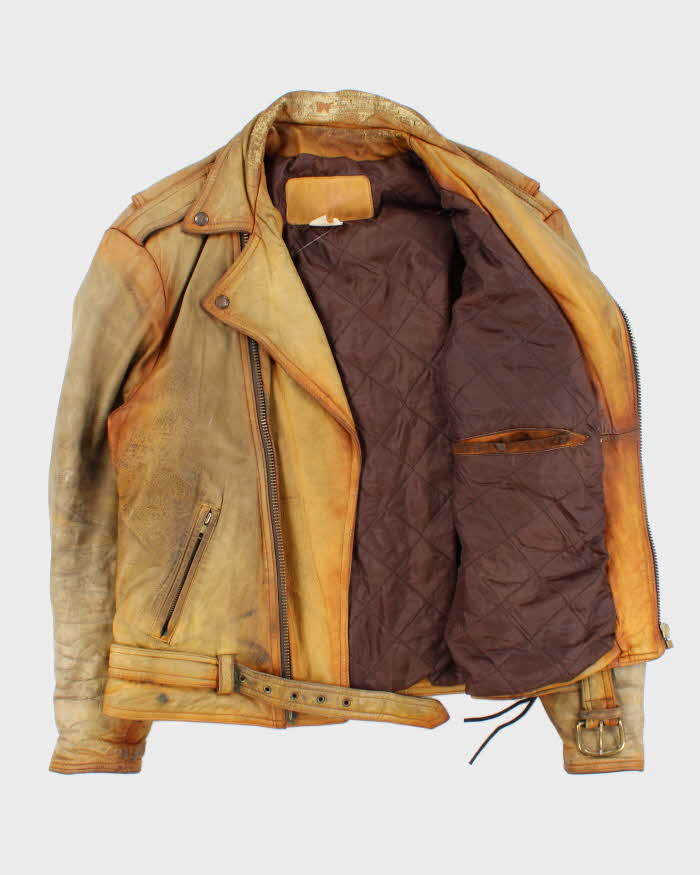 Vintage 1980s The Leather Ranch Distressed Rust Style Laced Classic Biker Jacket - XL