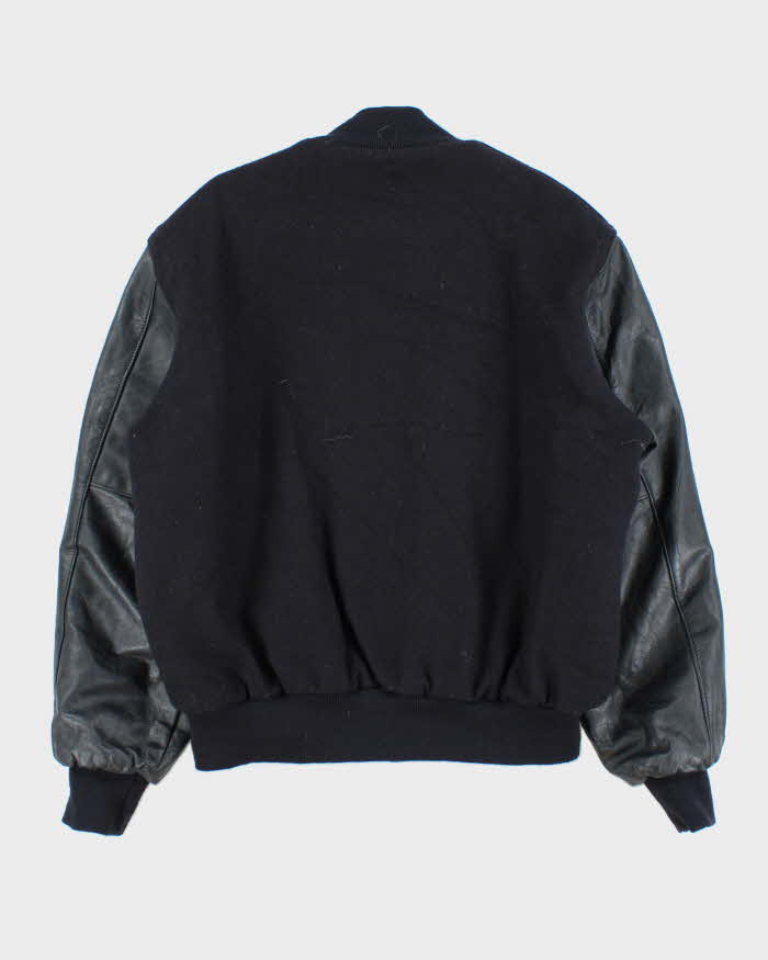 Vintage 1990s Holloway Wool Leather College Varsity Bomber Jacket - M