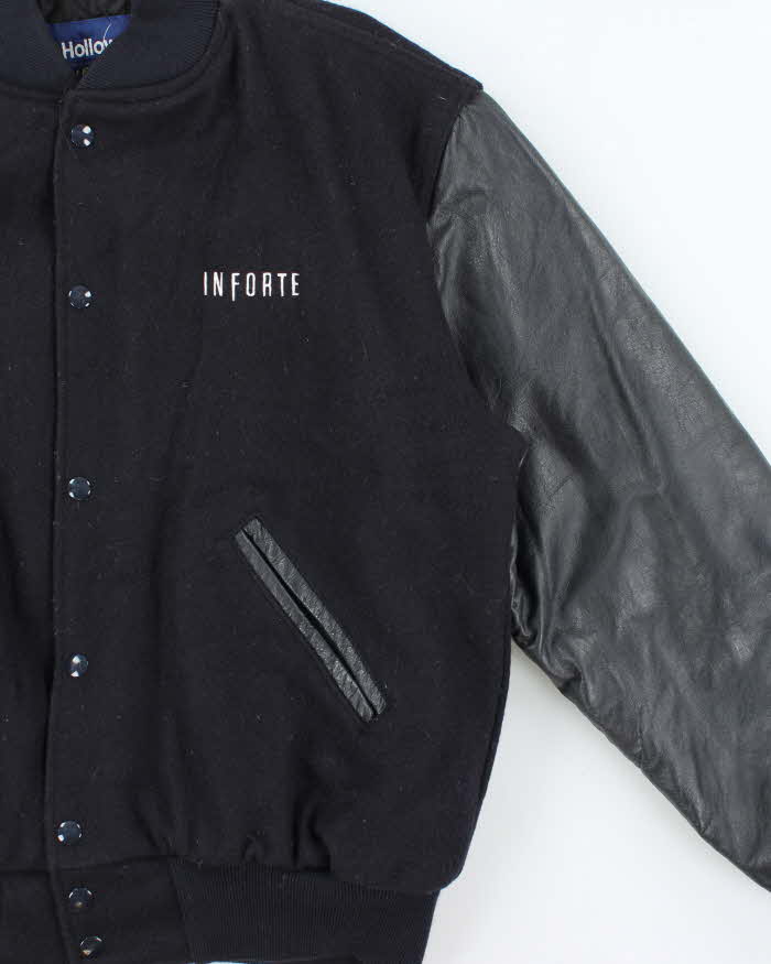 Vintage 1990s Holloway Wool Leather College Varsity Bomber Jacket - M