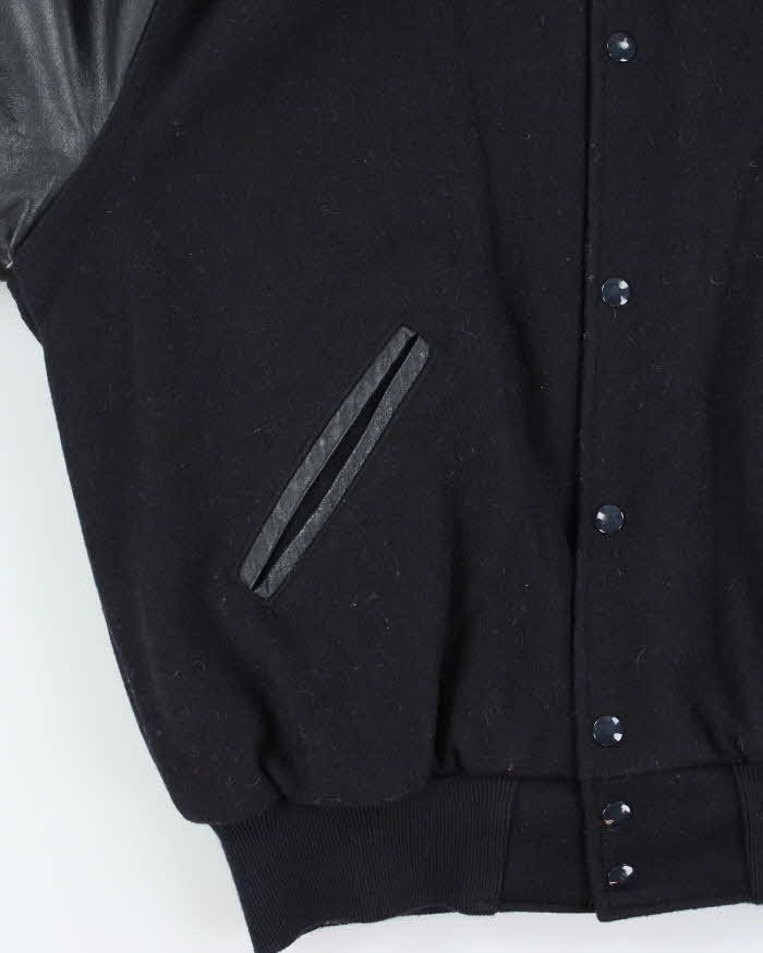 Vintage 1990s Holloway Wool Leather College Varsity Bomber Jacket - M