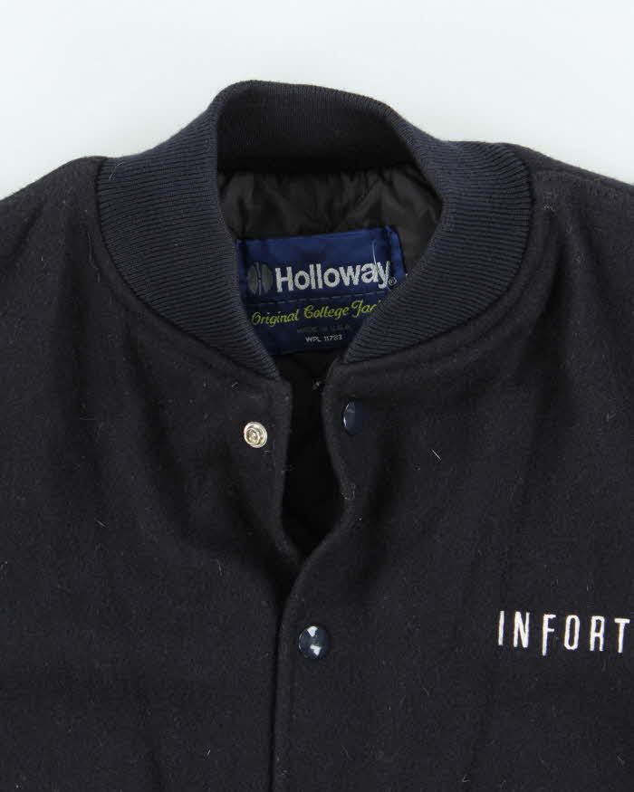 Vintage 1990s Holloway Wool Leather College Varsity Bomber Jacket - M