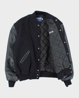 Vintage 1990s Holloway Wool Leather College Varsity Bomber Jacket - M