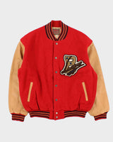 Vintage 1990s Batsu Japan B League Wool Leather Varsity Bomber Jacket - L
