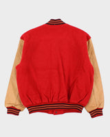 Vintage 1990s Batsu Japan B League Wool Leather Varsity Bomber Jacket - L