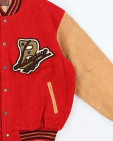 Vintage 1990s Batsu Japan B League Wool Leather Varsity Bomber Jacket - L