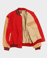 Vintage 1990s Batsu Japan B League Wool Leather Varsity Bomber Jacket - L