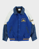 Vintage 1980s Sunshine Coast Hockey Team Wool Leather Varsity Bomber Jacket - L
