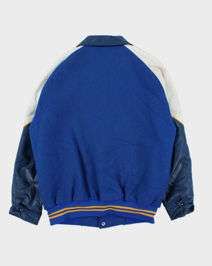 Vintage 1980s Sunshine Coast Hockey Team Wool Leather Varsity Bomber Jacket - L