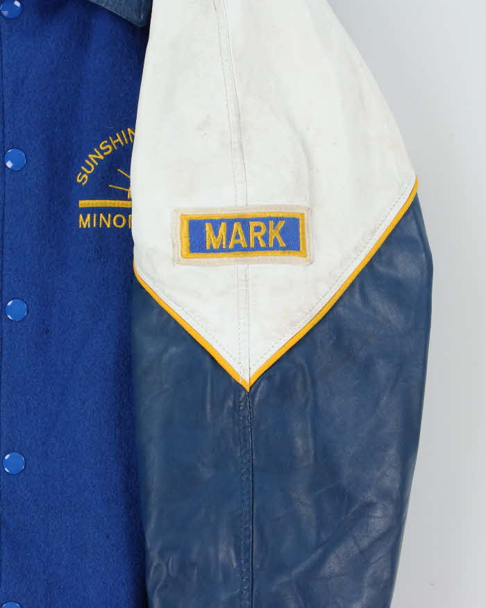 Vintage 1980s Sunshine Coast Hockey Team Wool Leather Varsity Bomber Jacket - L