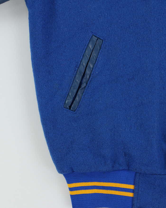 Vintage 1980s Sunshine Coast Hockey Team Wool Leather Varsity Bomber Jacket - L