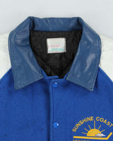 Vintage 1980s Sunshine Coast Hockey Team Wool Leather Varsity Bomber Jacket - L