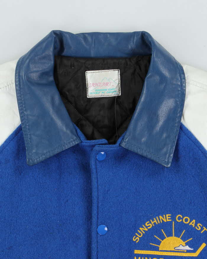 Vintage 1980s Sunshine Coast Hockey Team Wool Leather Varsity Bomber Jacket - L