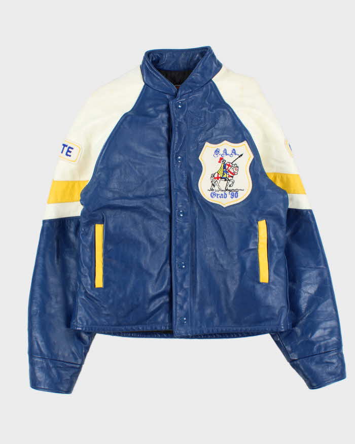 Vintage 1990 Jensen S.A.A Grad Leather Bomber Jacket - M