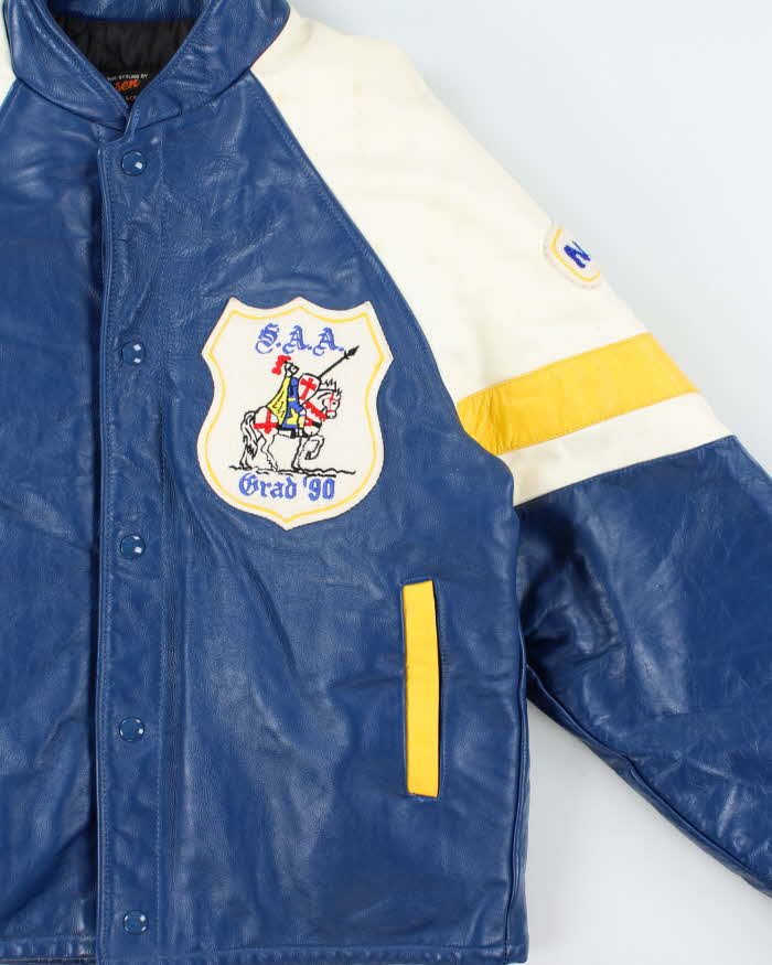 Vintage 1990 Jensen S.A.A Grad Leather Bomber Jacket - M