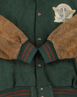 Vintage 1990s Hudson's Bay Company Wool Leather Collared Varsity Bomber Jacket - L