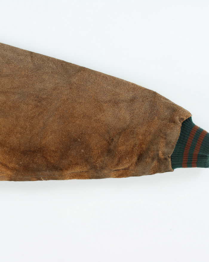 Vintage 1990s Hudson's Bay Company Wool Leather Collared Varsity Bomber Jacket - L