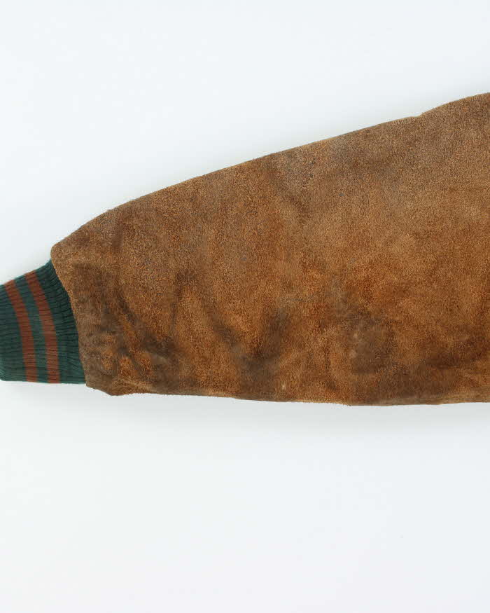 Vintage 1990s Hudson's Bay Company Wool Leather Collared Varsity Bomber Jacket - L