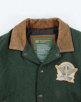 Vintage 1990s Hudson's Bay Company Wool Leather Collared Varsity Bomber Jacket - L