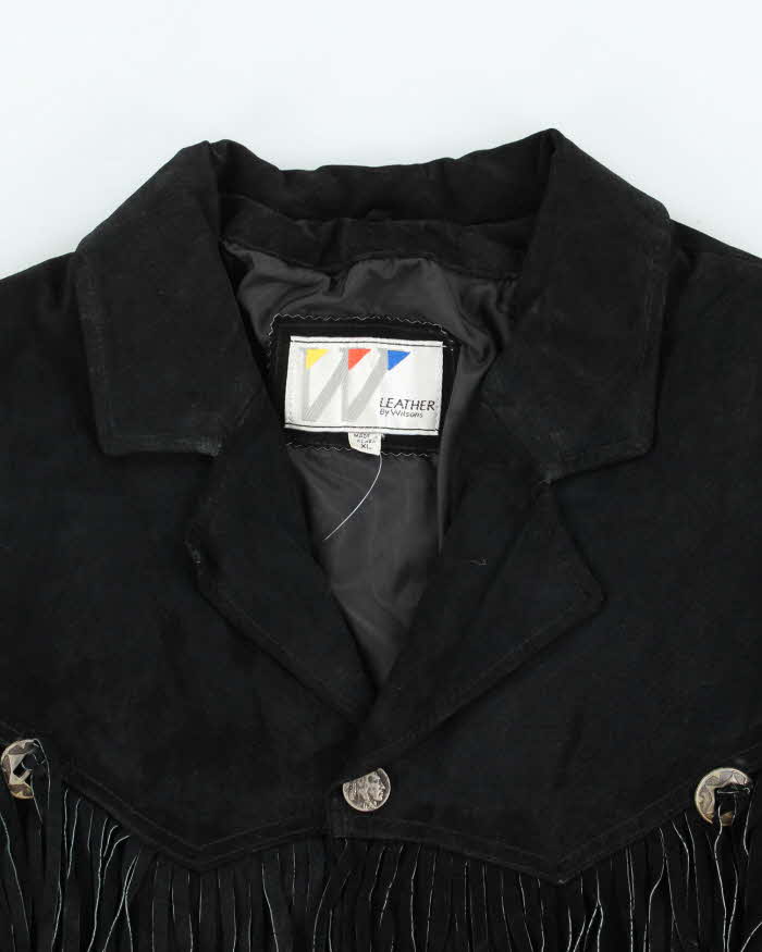 Vintage 1990s Wilsons Suede Western Tassel Bomber Jacket - XL