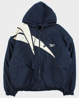 Vintage 1990s Reebok Quilted Hooded Shell Bomber Jacket - L