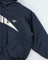 Vintage 1990s Reebok Quilted Hooded Shell Bomber Jacket - L