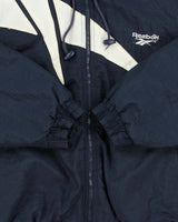 Vintage 1990s Reebok Quilted Hooded Shell Bomber Jacket - L