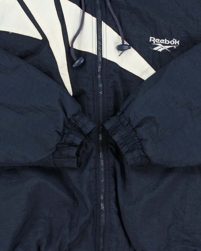 Vintage 1990s Reebok Quilted Hooded Shell Bomber Jacket - L
