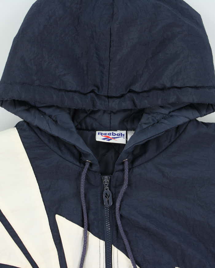 Vintage 1990s Reebok Quilted Hooded Shell Bomber Jacket - L