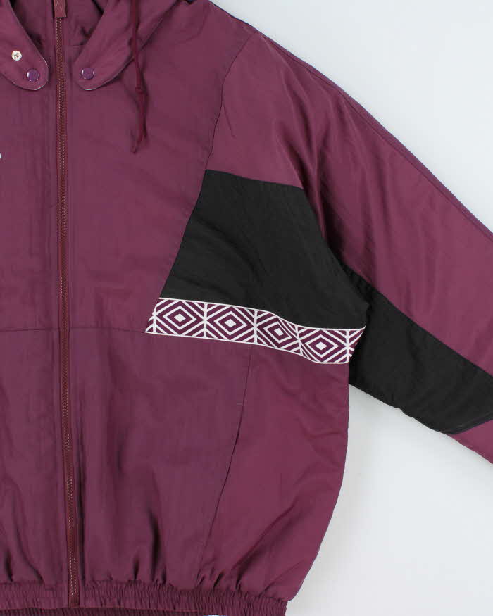 Vintage 1990s Umbro Quilt Lined Hooded Shell Bomber Jacket - XL