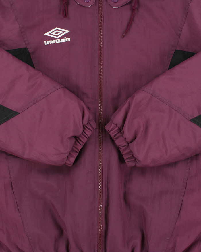 Vintage 1990s Umbro Quilt Lined Hooded Shell Bomber Jacket - XL