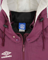 Vintage 1990s Umbro Quilt Lined Hooded Shell Bomber Jacket - XL