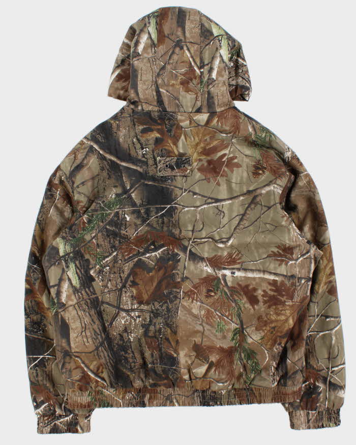 Vintage Y2K 00s Realtree AP Khaki Camouflage Quilt Lined Hooded Jacket - XL