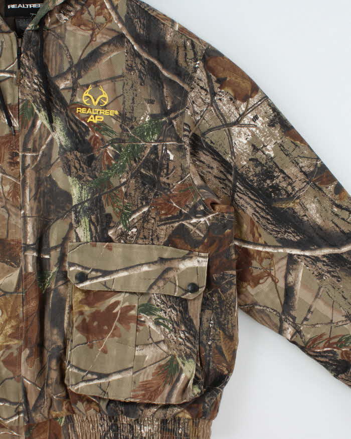 Vintage Y2K 00s Realtree AP Khaki Camouflage Quilt Lined Hooded Jacket - XL