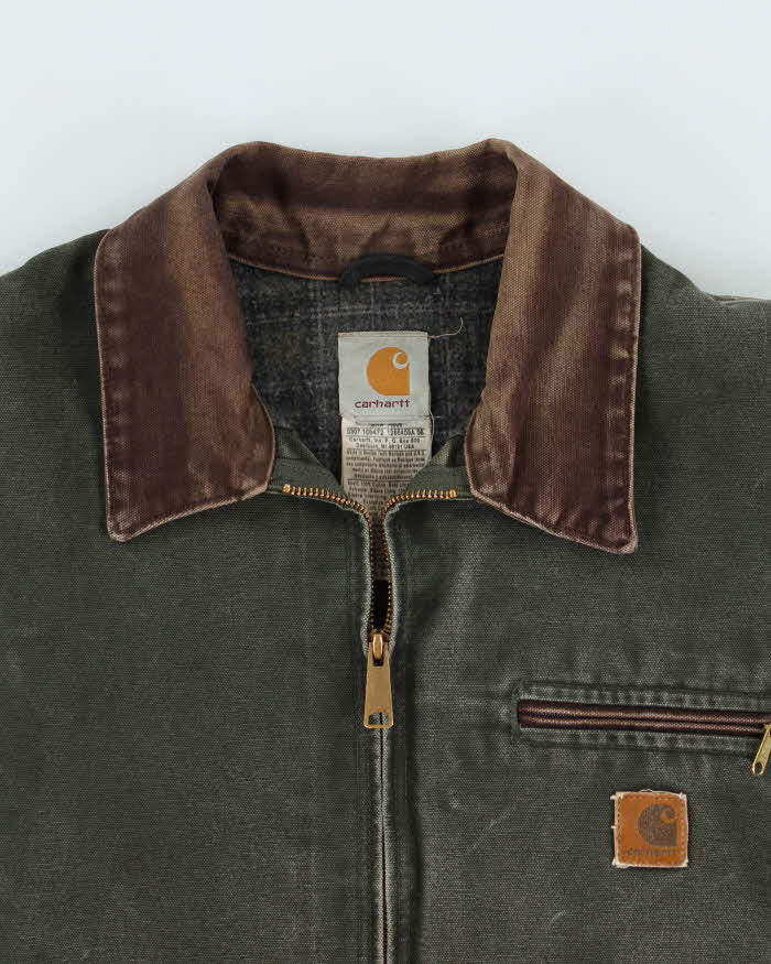 Vintage Y2K 2007 Carhartt J97 Detroit Moss Green Blanket Lined Workwear Jacket - XL