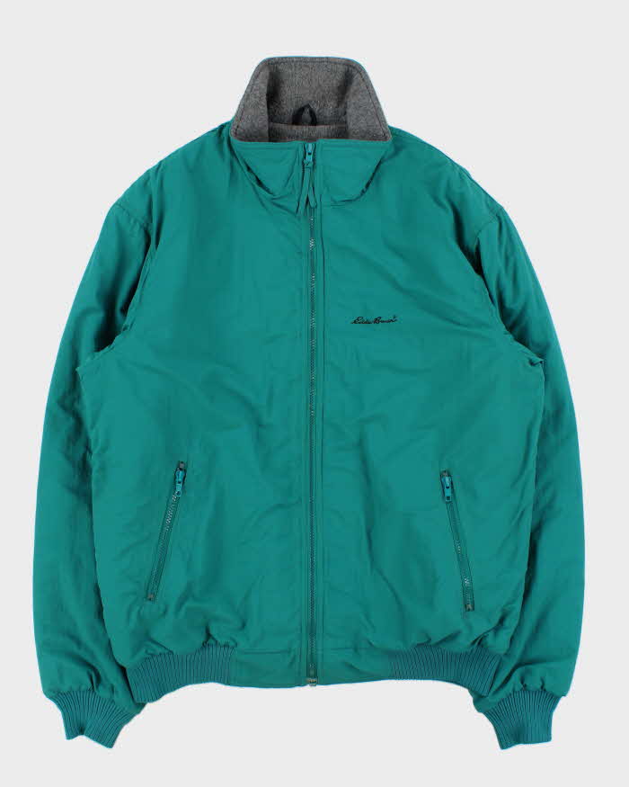 Vintage 1990s Eddie Bauer Windfoil Fleece Lined Soft Shell Bomber Jacket - L