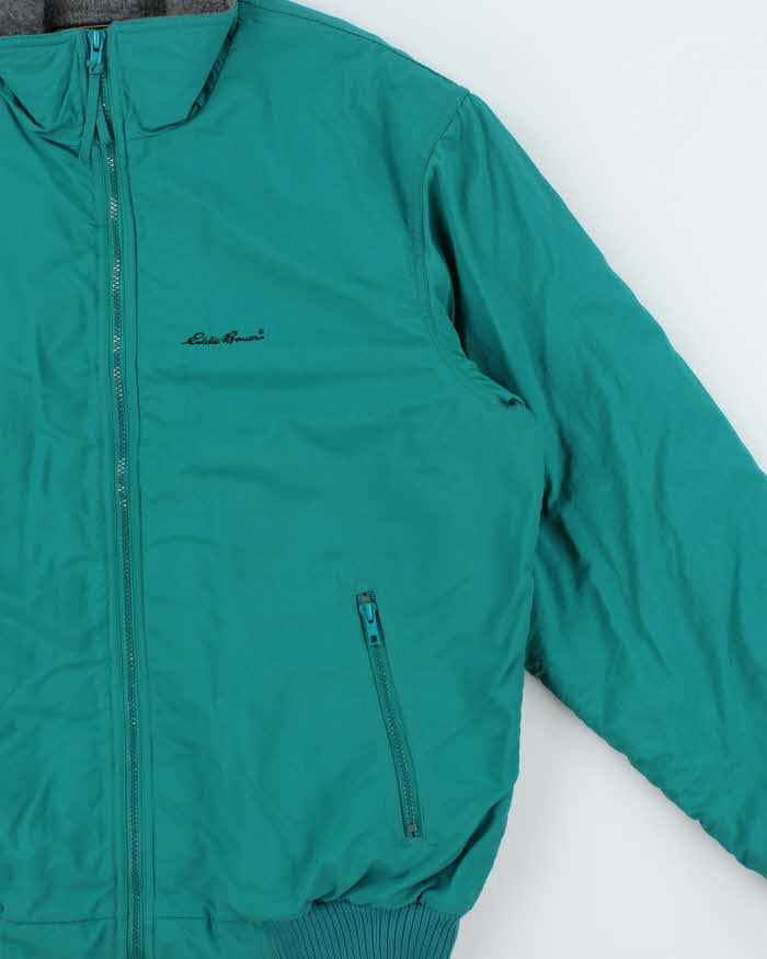 Vintage 1990s Eddie Bauer Windfoil Fleece Lined Soft Shell Bomber Jacket - L