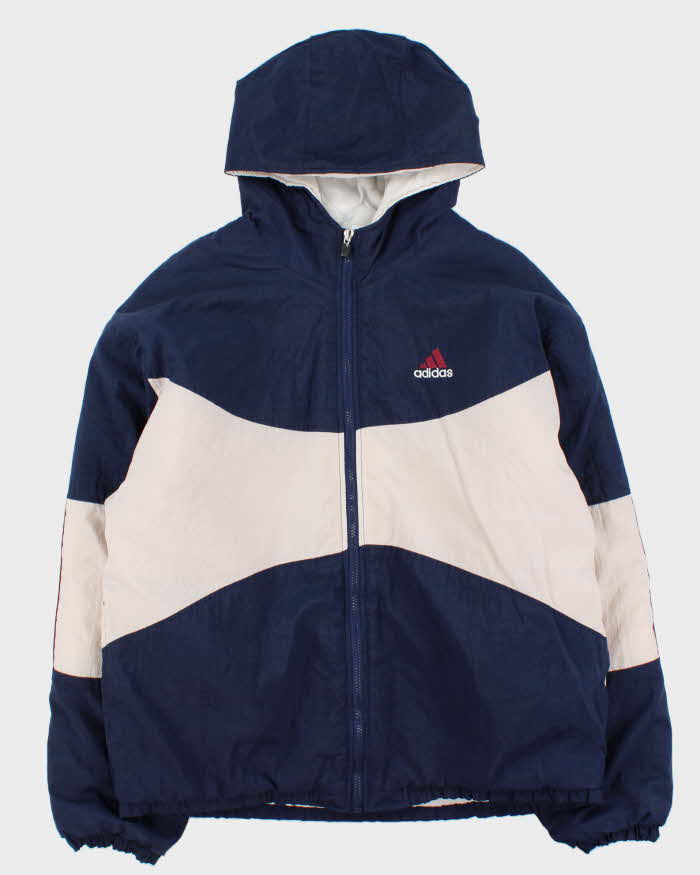 Vintage 1990s Adidas Quilt Lined Spell Out Hooded Shell Jacket - M