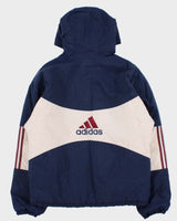 Vintage 1990s Adidas Quilt Lined Spell Out Hooded Shell Jacket - M