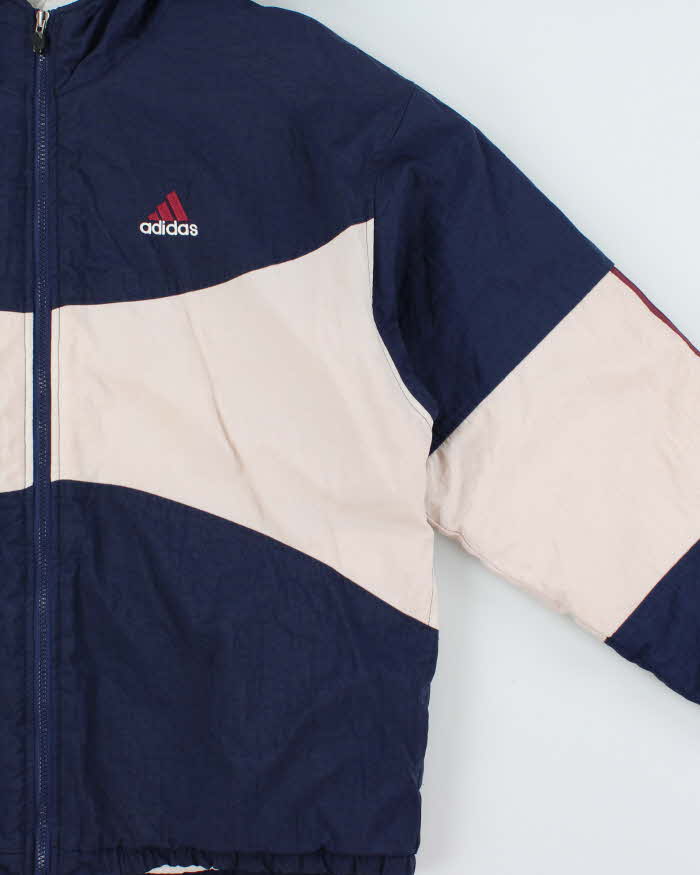 Vintage 1990s Adidas Quilt Lined Spell Out Hooded Shell Jacket - M