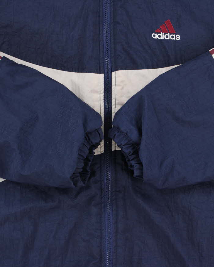 Vintage 1990s Adidas Quilt Lined Spell Out Hooded Shell Jacket - M