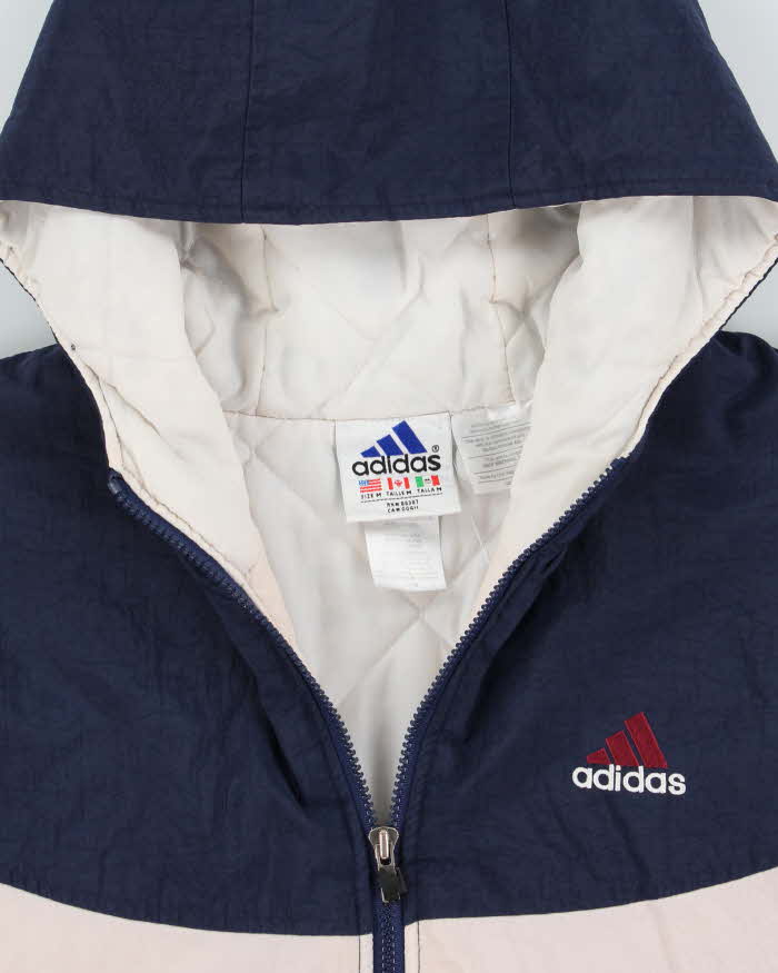 Vintage 1990s Adidas Quilt Lined Spell Out Hooded Shell Jacket - M