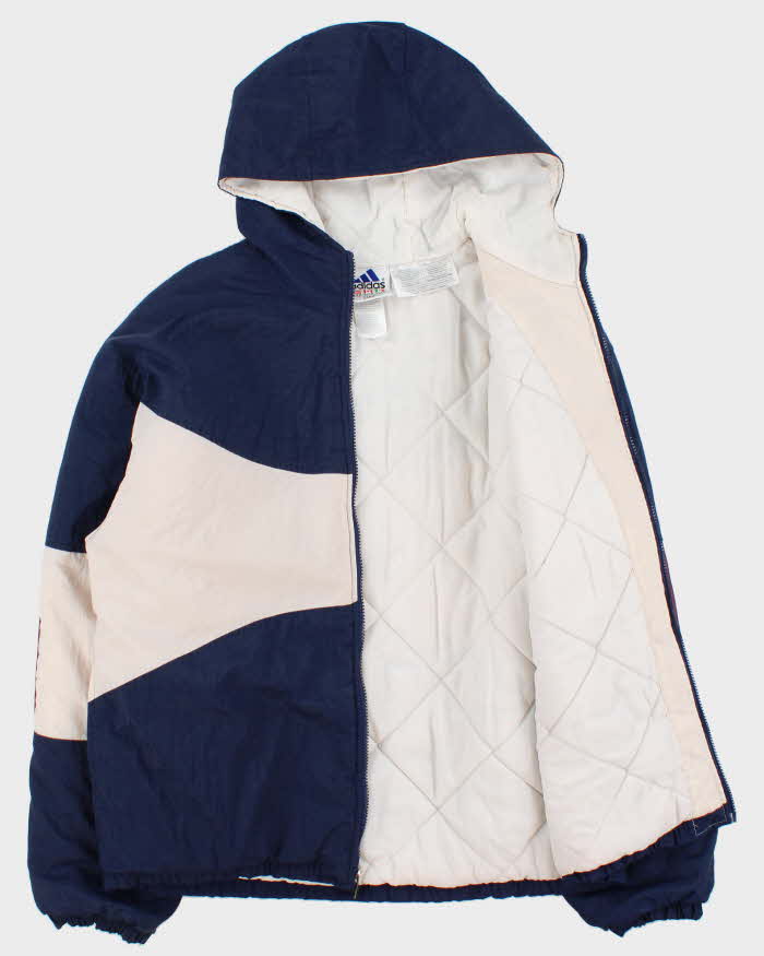 Vintage 1990s Adidas Quilt Lined Spell Out Hooded Shell Jacket - M
